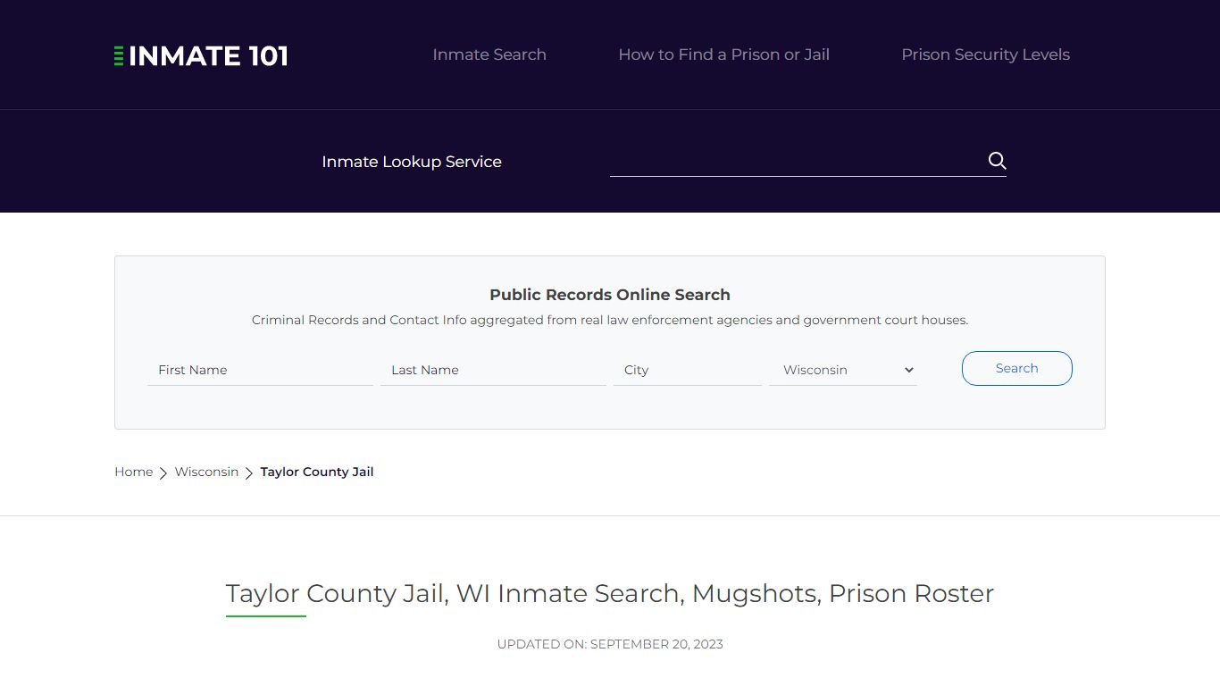 Taylor County Jail, WI Inmate Search, Mugshots, Prison Roster